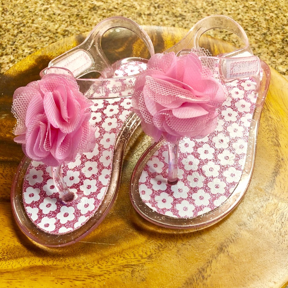 Pink Jelly Sandals with Flower